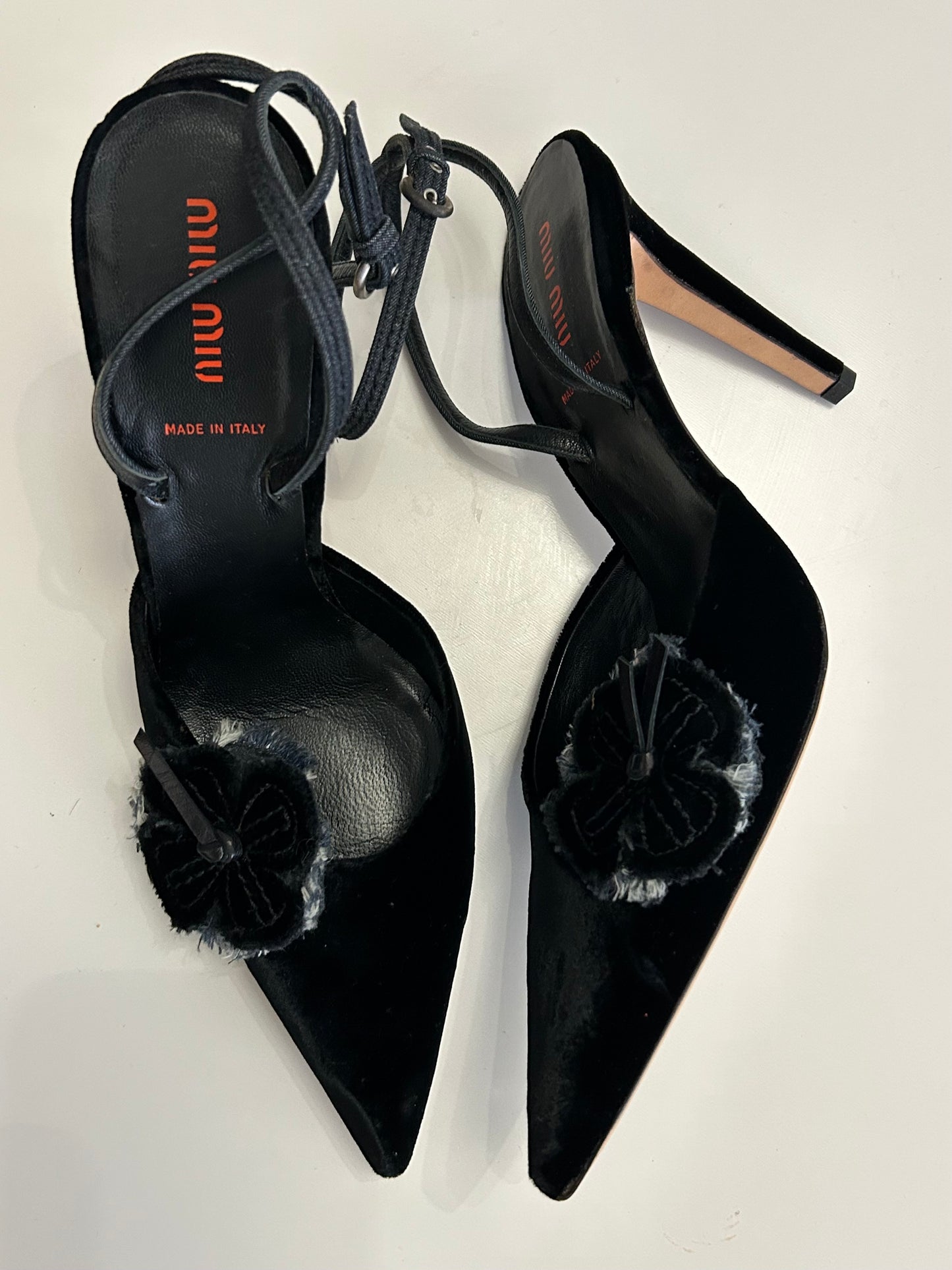 MiuMiu Velvet ankle strap heels EU38.5