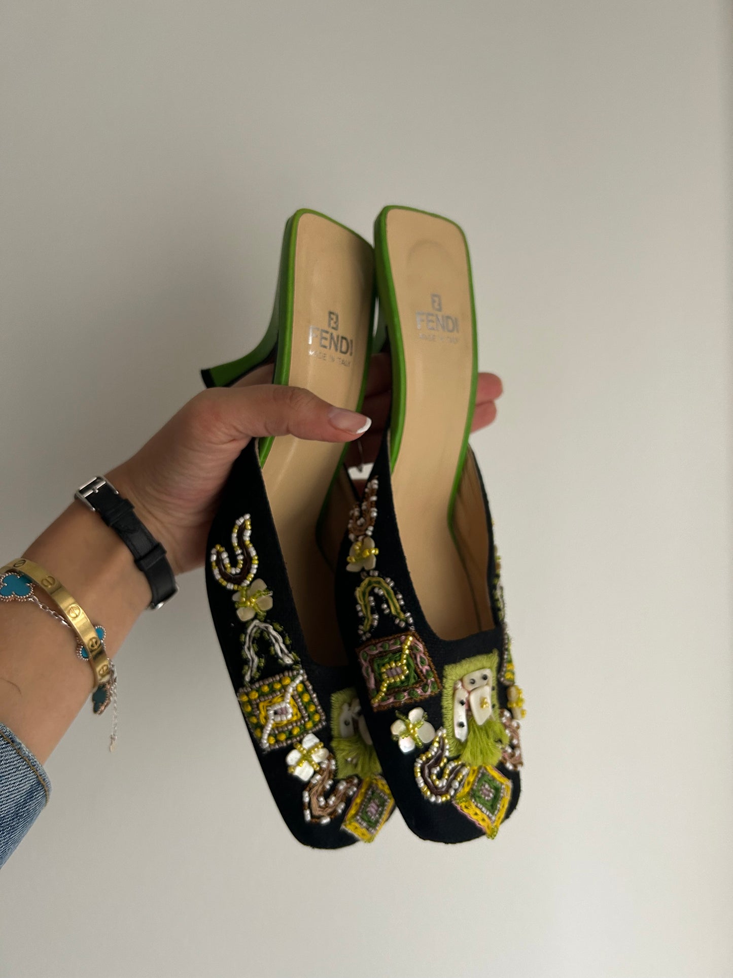 Fendi embroidered mules
