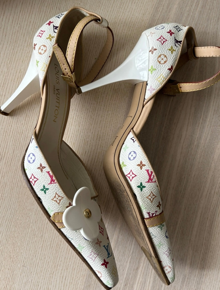 Louis Vuitton vintage Monogram sling back by Murakami