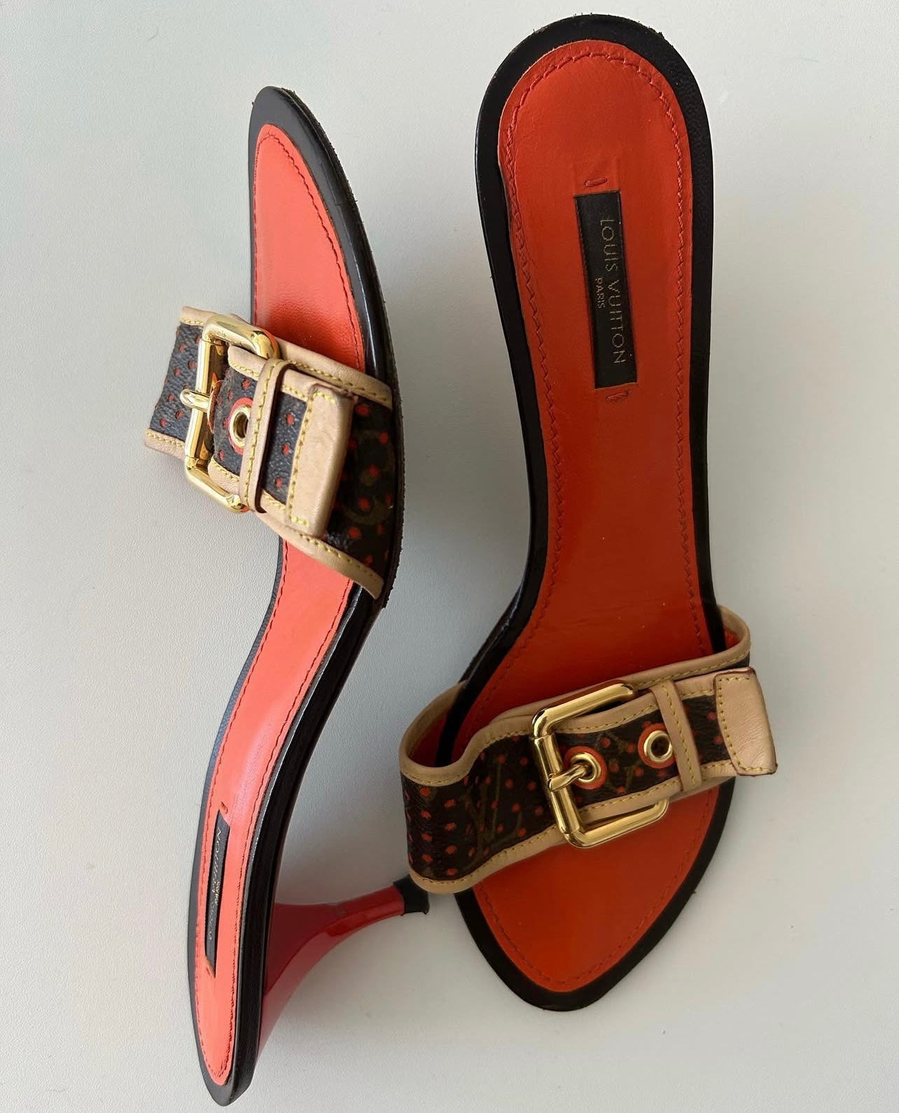 Louis Vuitton monogram kitten mules