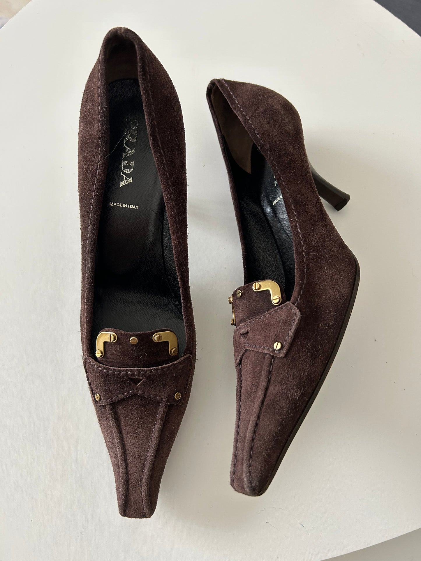 Prada Chocolate Suede Pumps Eu37.5