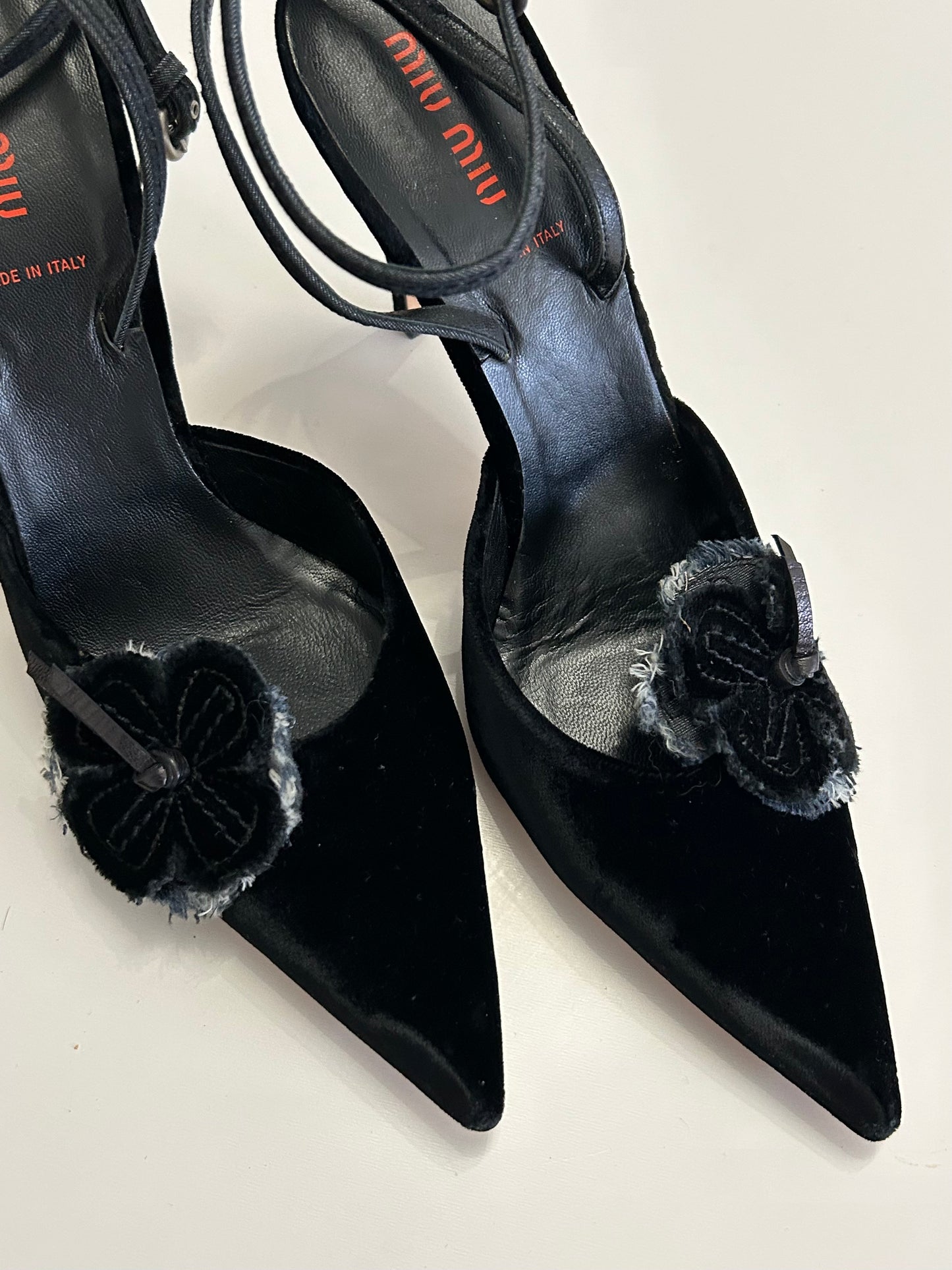 MiuMiu Velvet ankle strap heels EU38.5