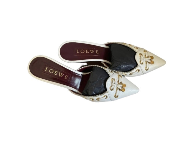 Loewe white leather mules