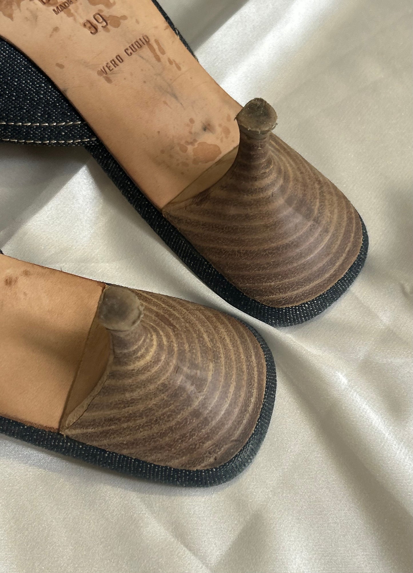 MiuMiu denim kitten heels 39EU
