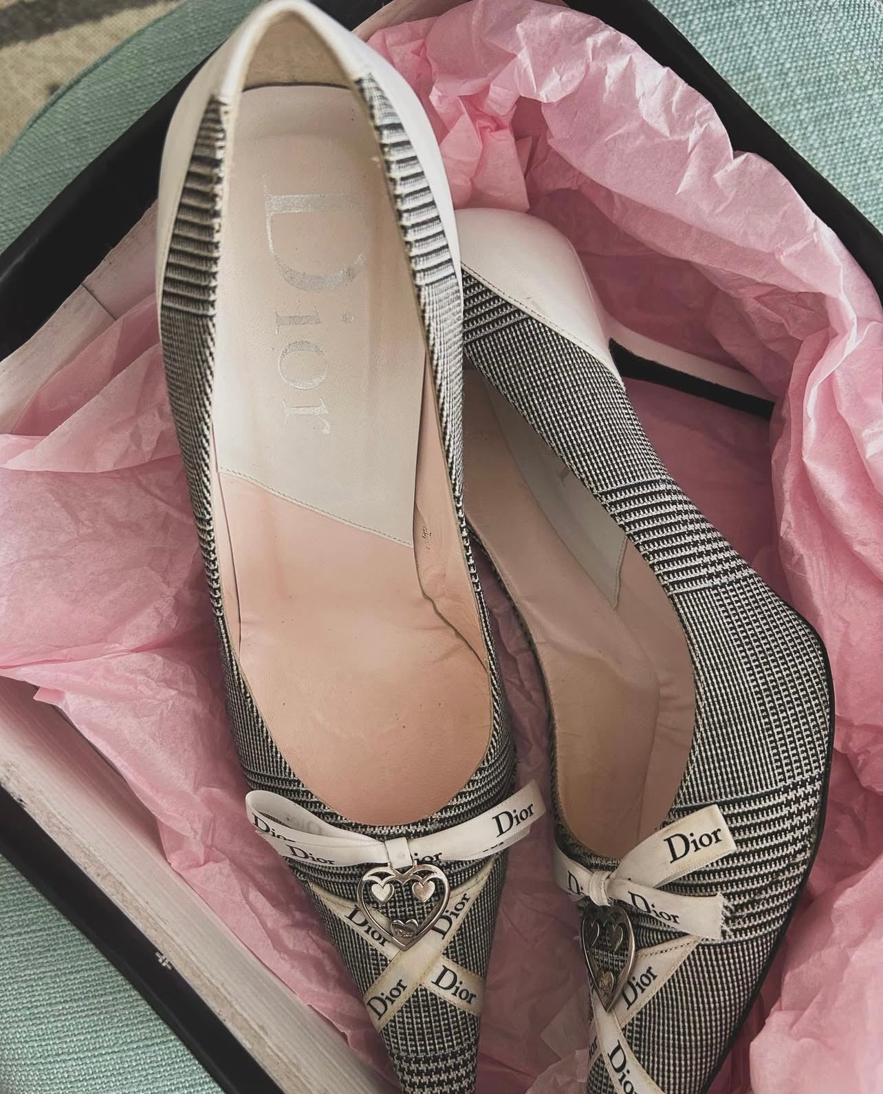 Vintage Dior Canvas Heart Pump