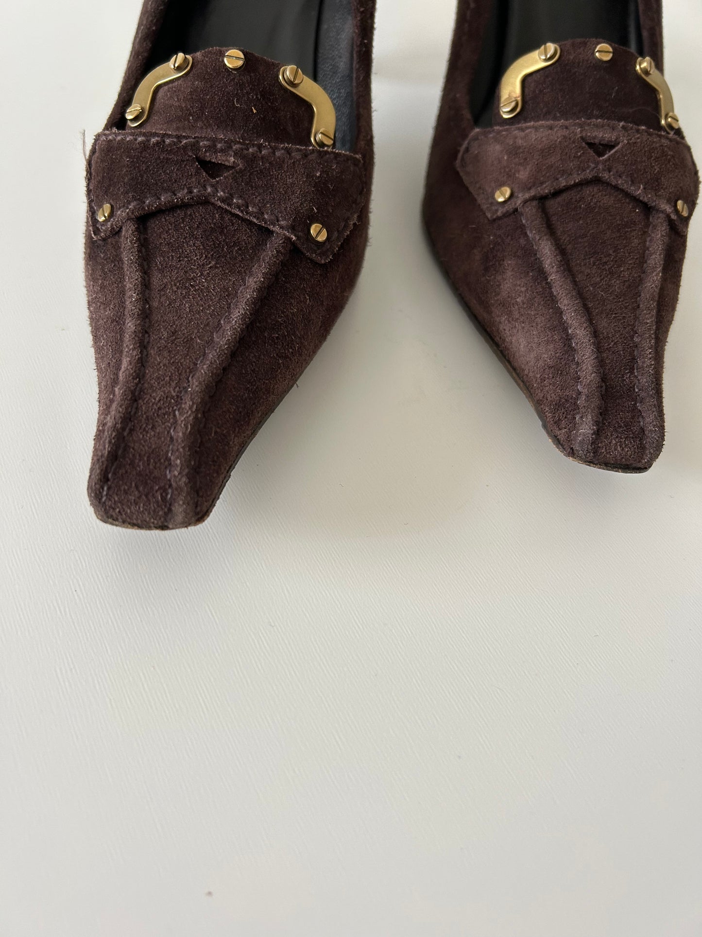 Prada Chocolate Suede Pumps Eu37.5