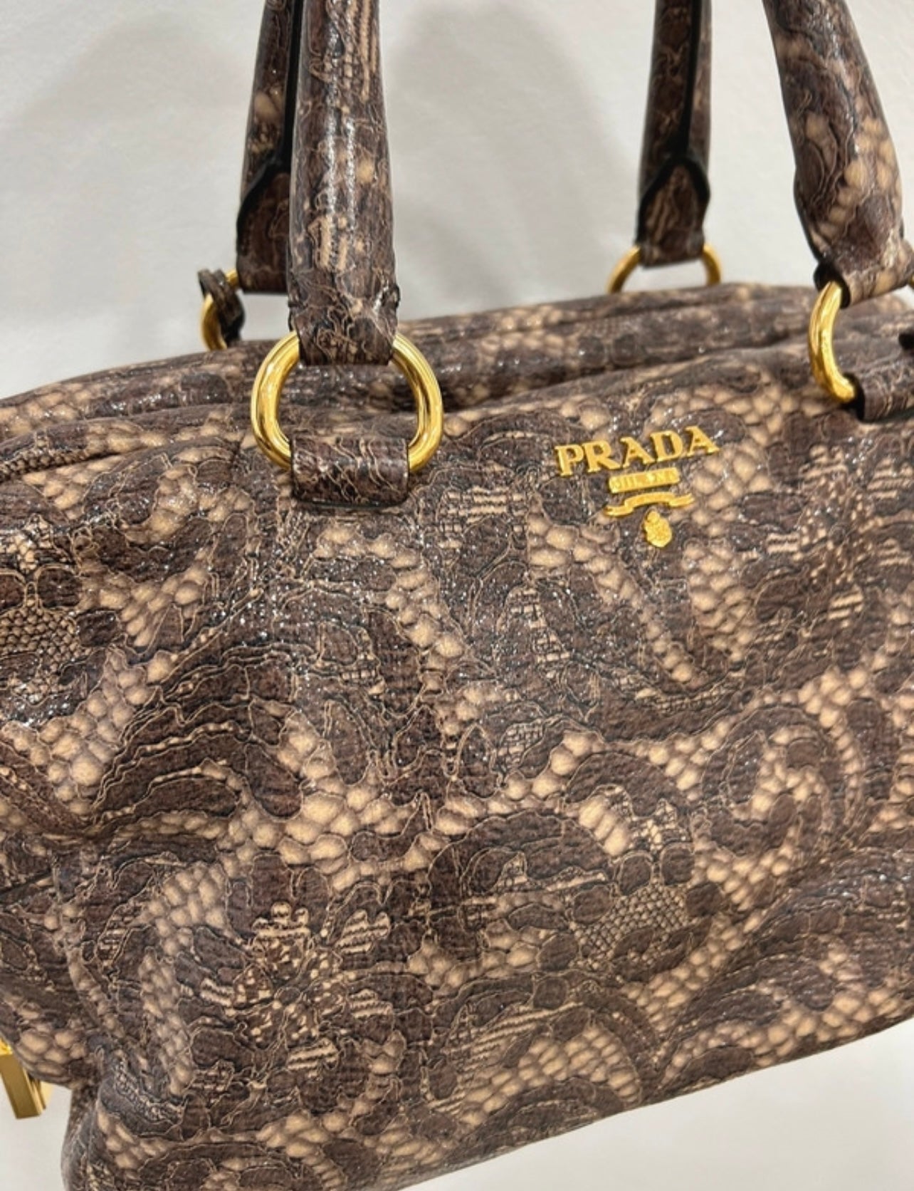 Prada hand bag lace print