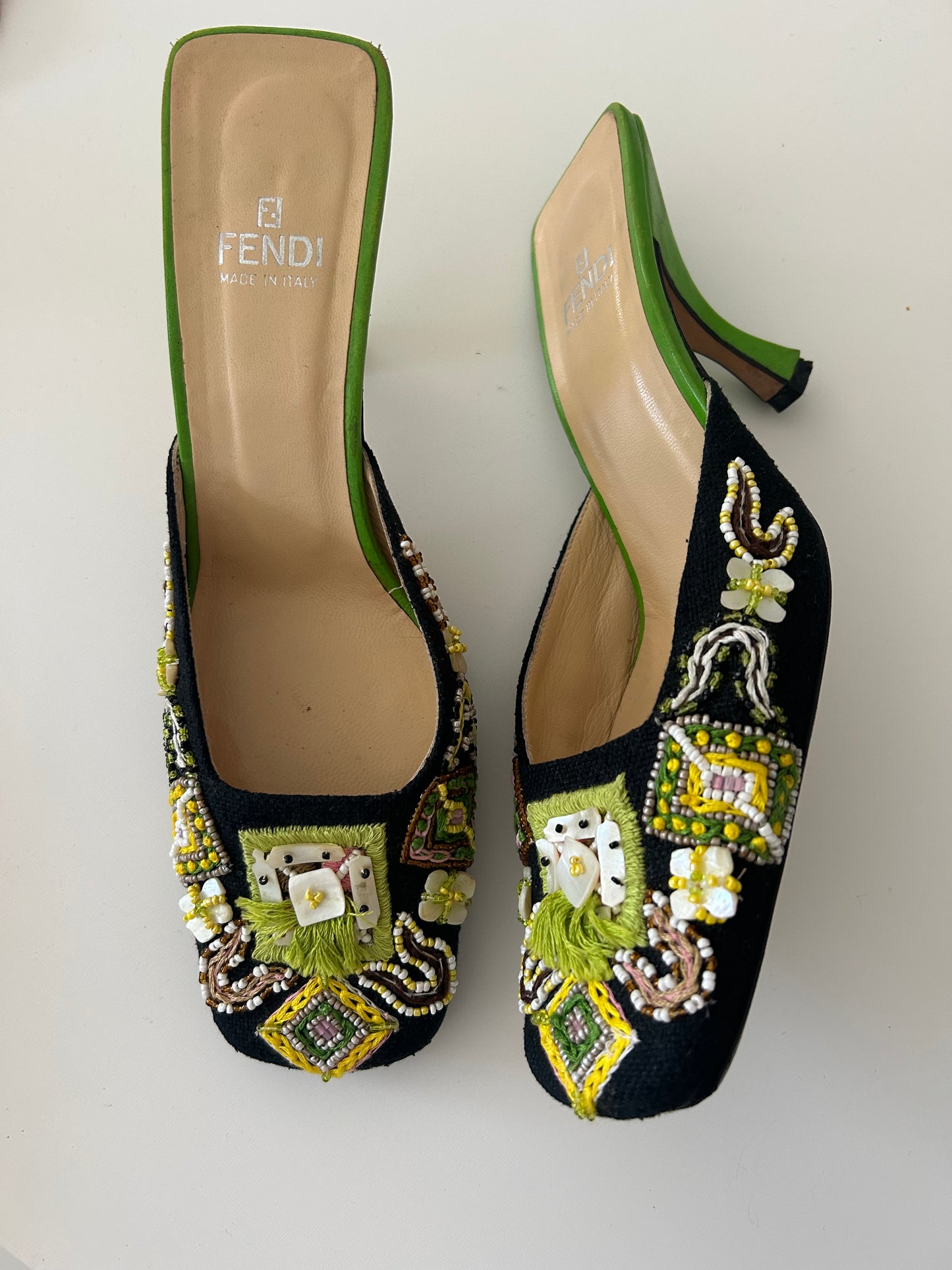 Fendi embroidered mules