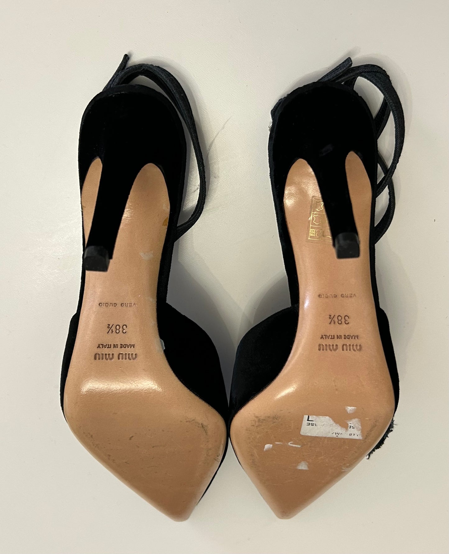 MiuMiu Velvet ankle strap heels EU38.5