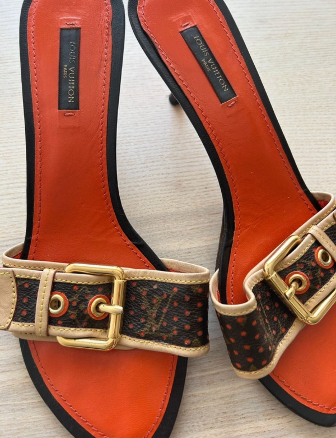 Louis Vuitton monogram kitten mules