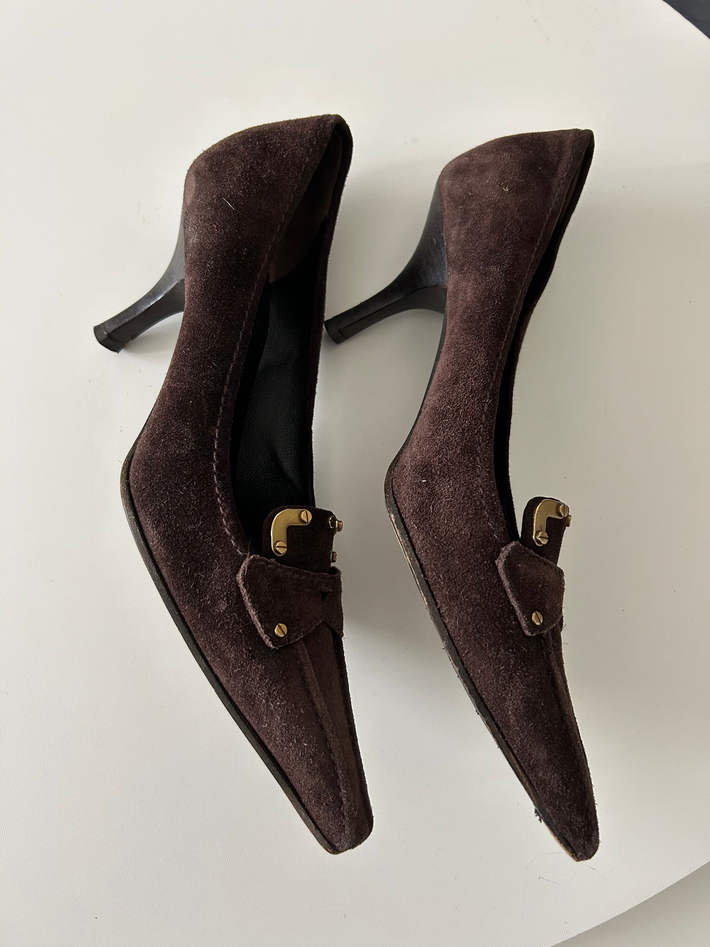 Prada Chocolate Suede Pumps Eu37.5