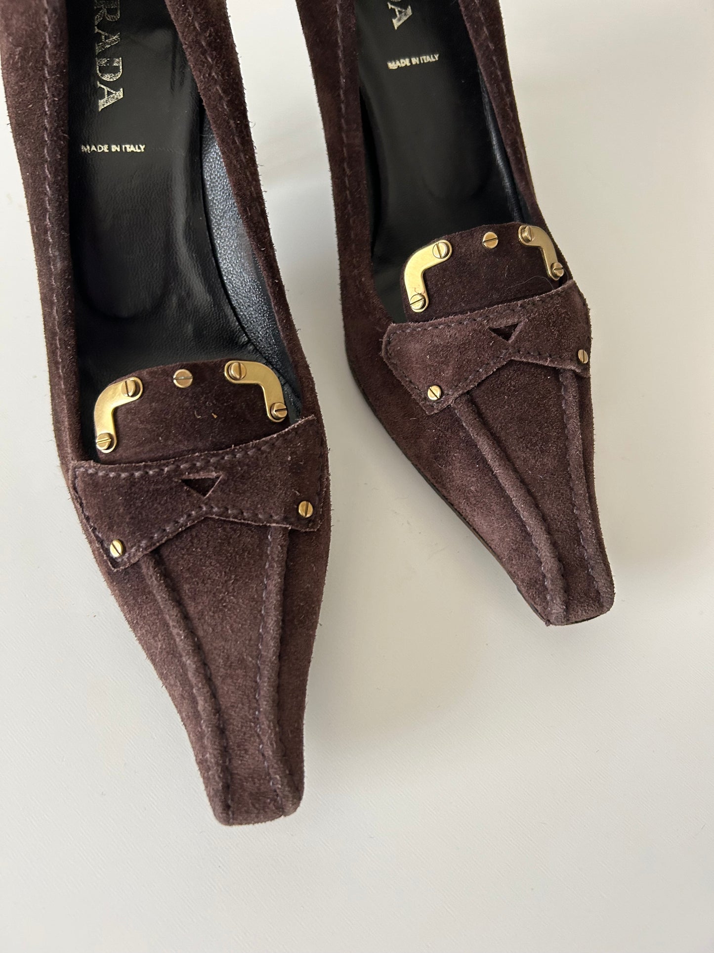 Prada Chocolate Suede Pumps Eu37.5