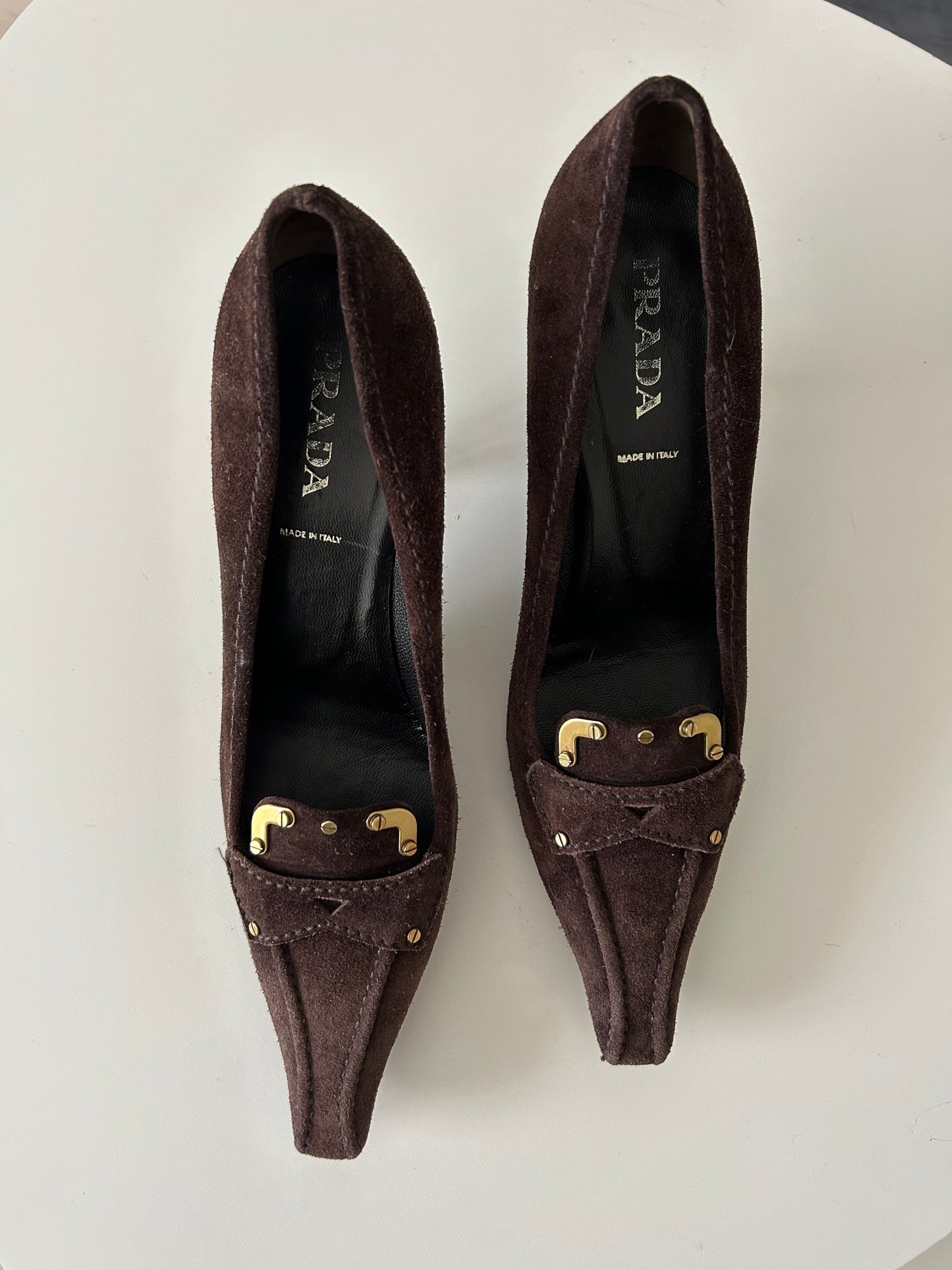Prada Chocolate Suede Pumps Eu37.5