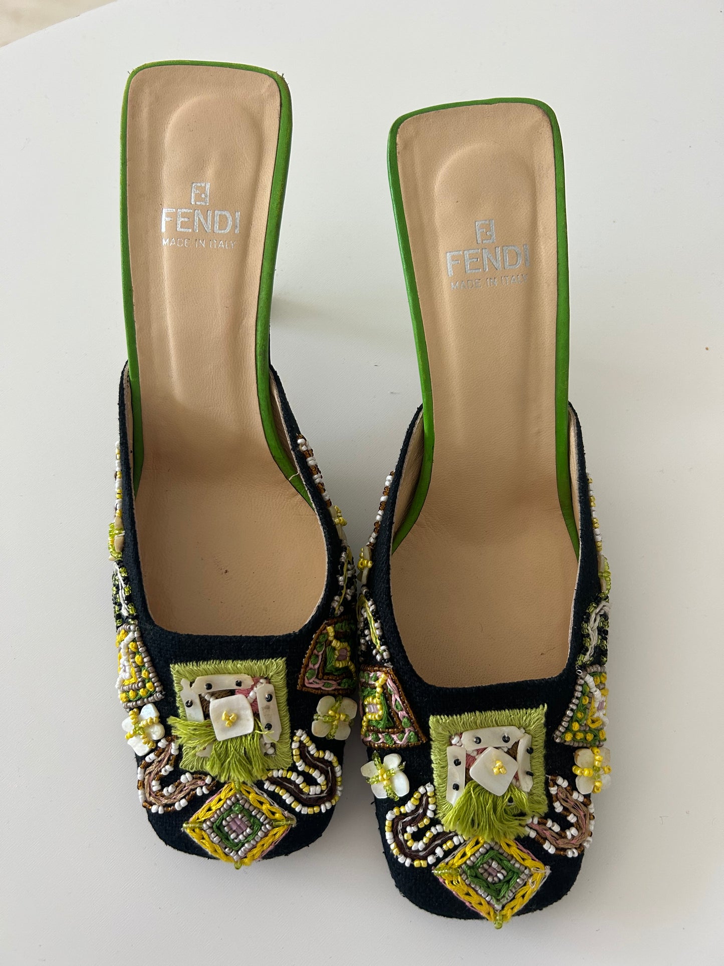 Fendi embroidered mules