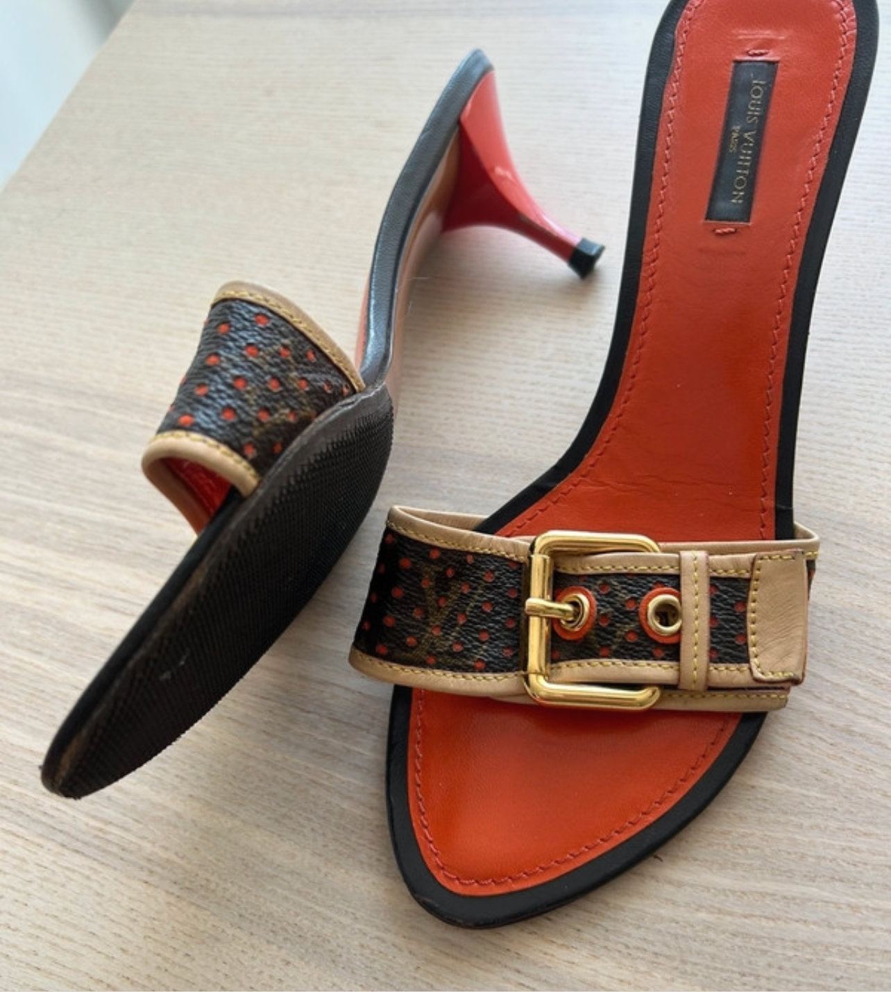 Louis Vuitton monogram kitten mules