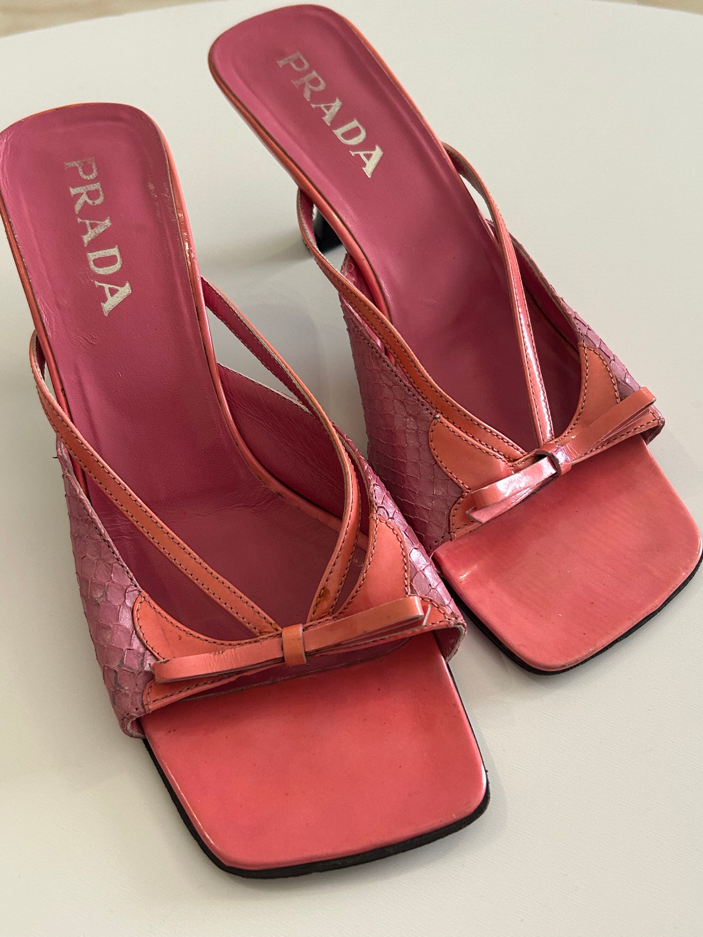 Prada snakeskin mules 39.5EU