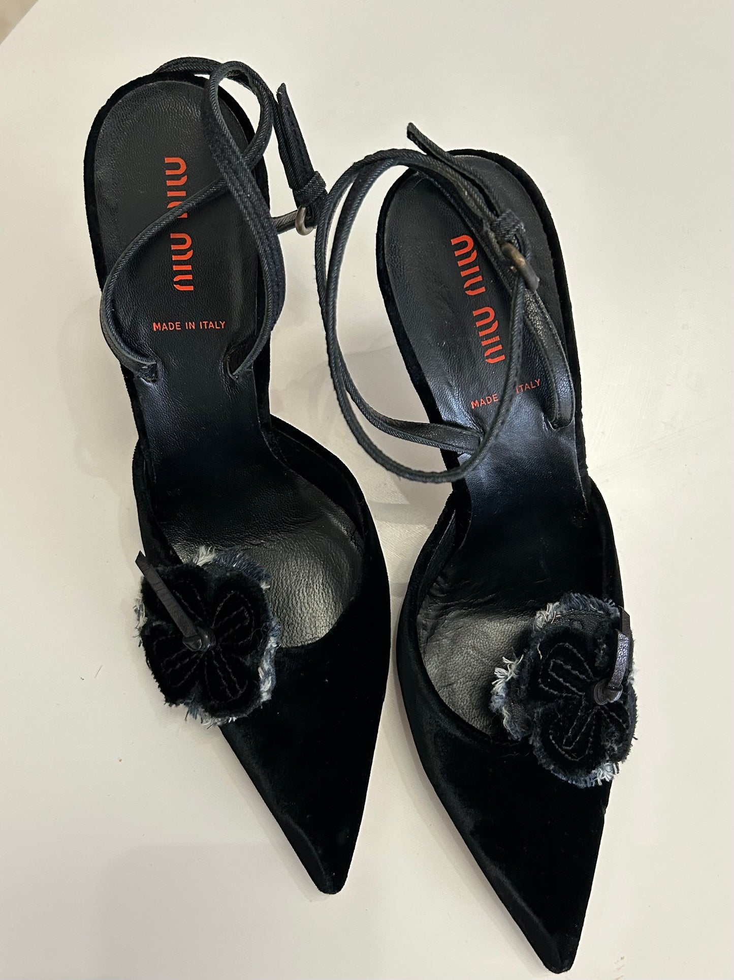 MiuMiu Velvet ankle strap heels EU38.5