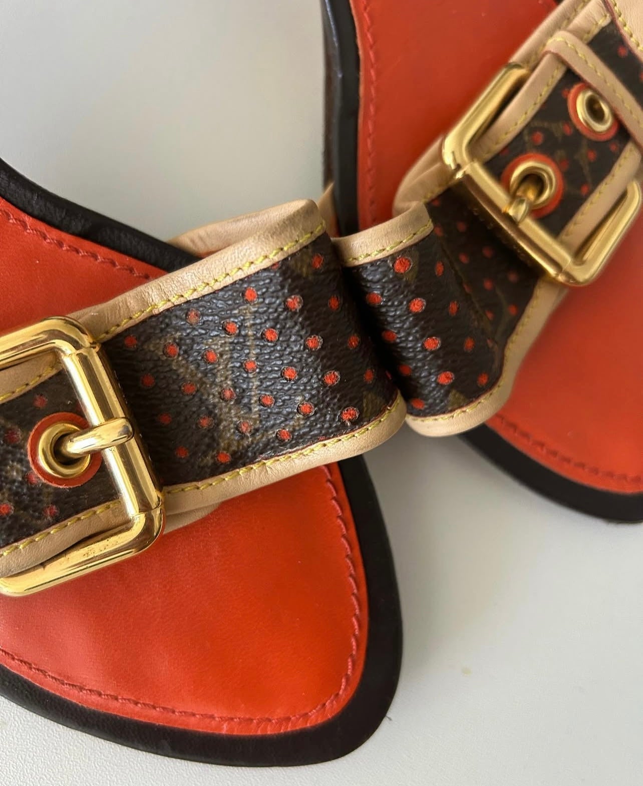 Louis Vuitton monogram kitten mules