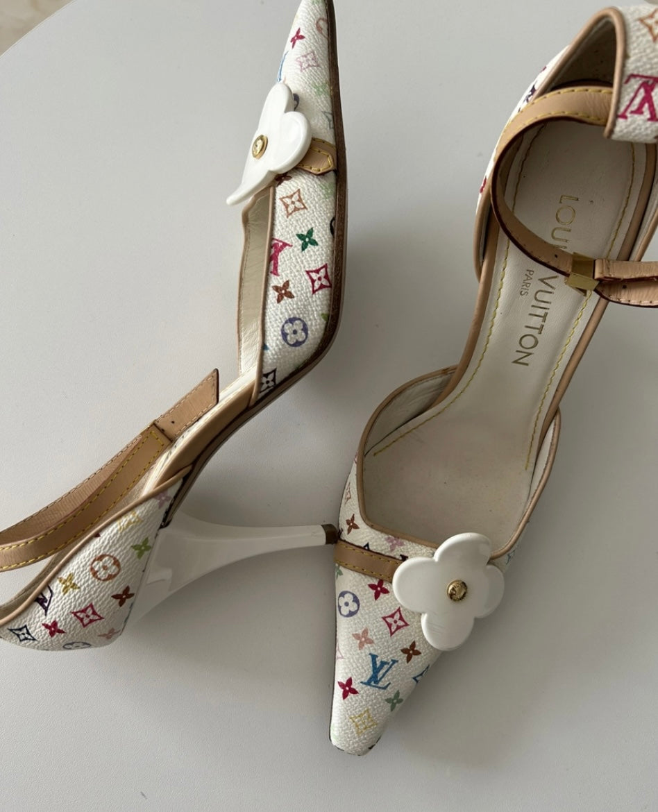 Louis Vuitton vintage Monogram sling back by Murakami