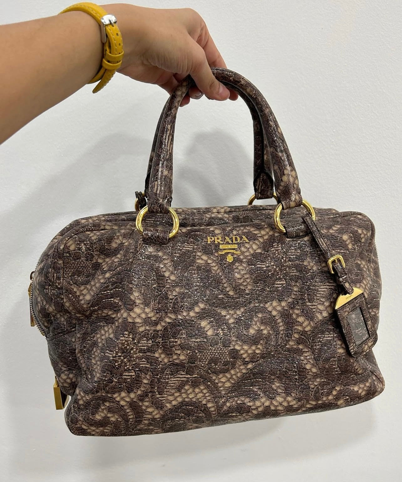 Prada hand bag lace print