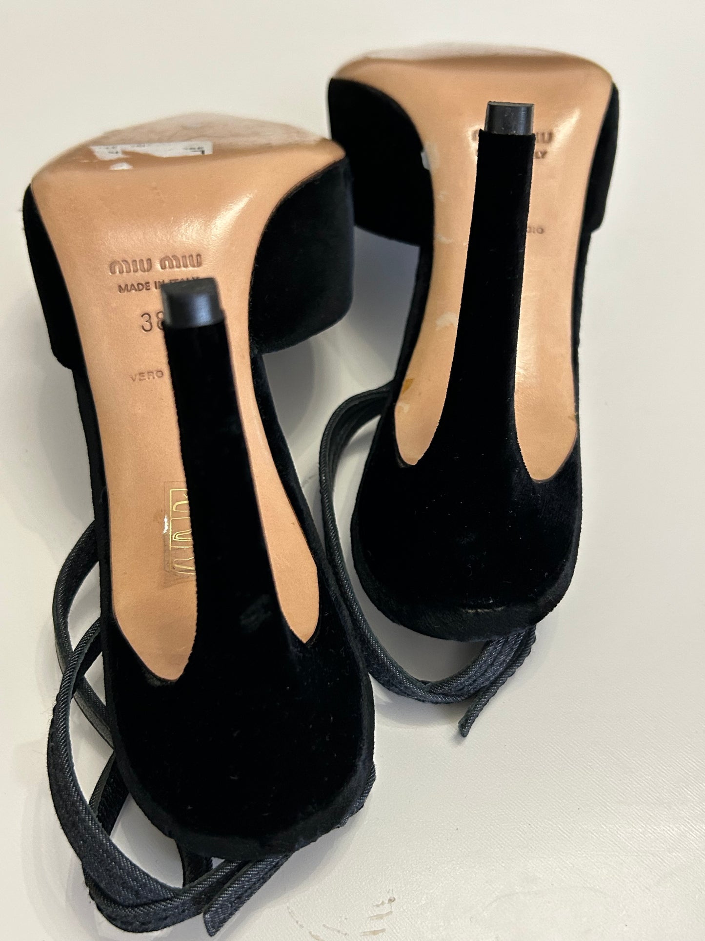 MiuMiu Velvet ankle strap heels EU38.5