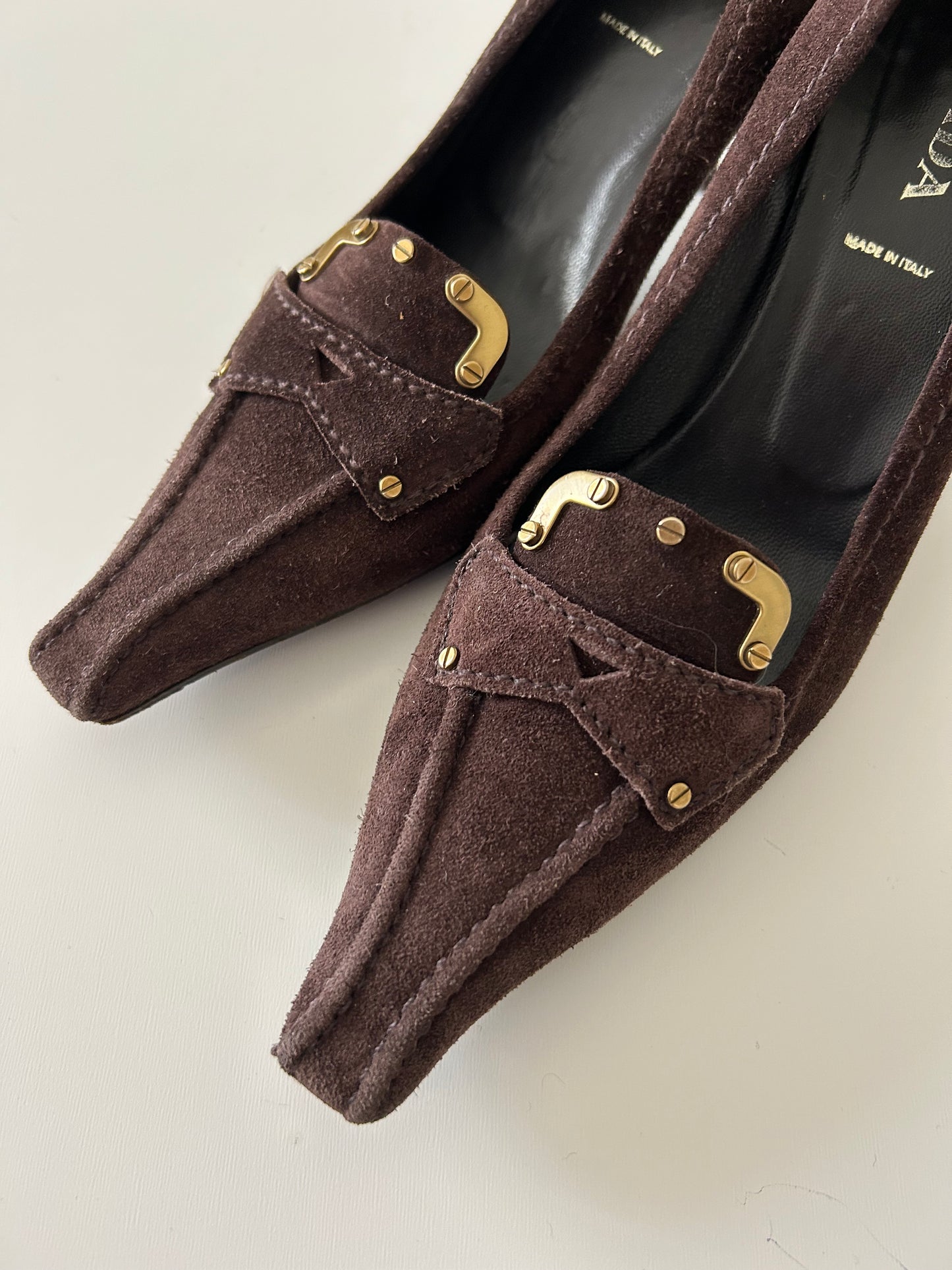 Prada Chocolate Suede Pumps Eu37.5