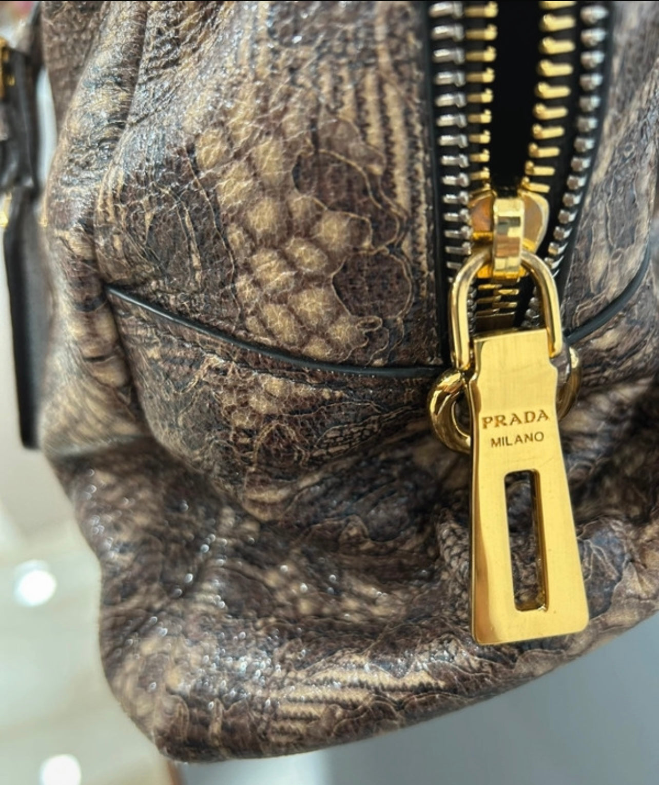 Prada hand bag lace print