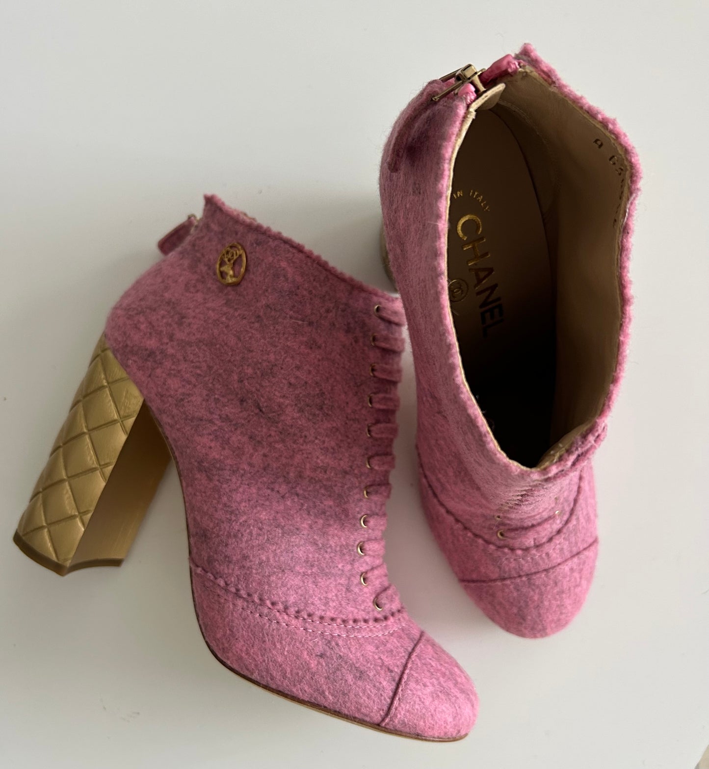 Chanel felt ankle boots from 2015