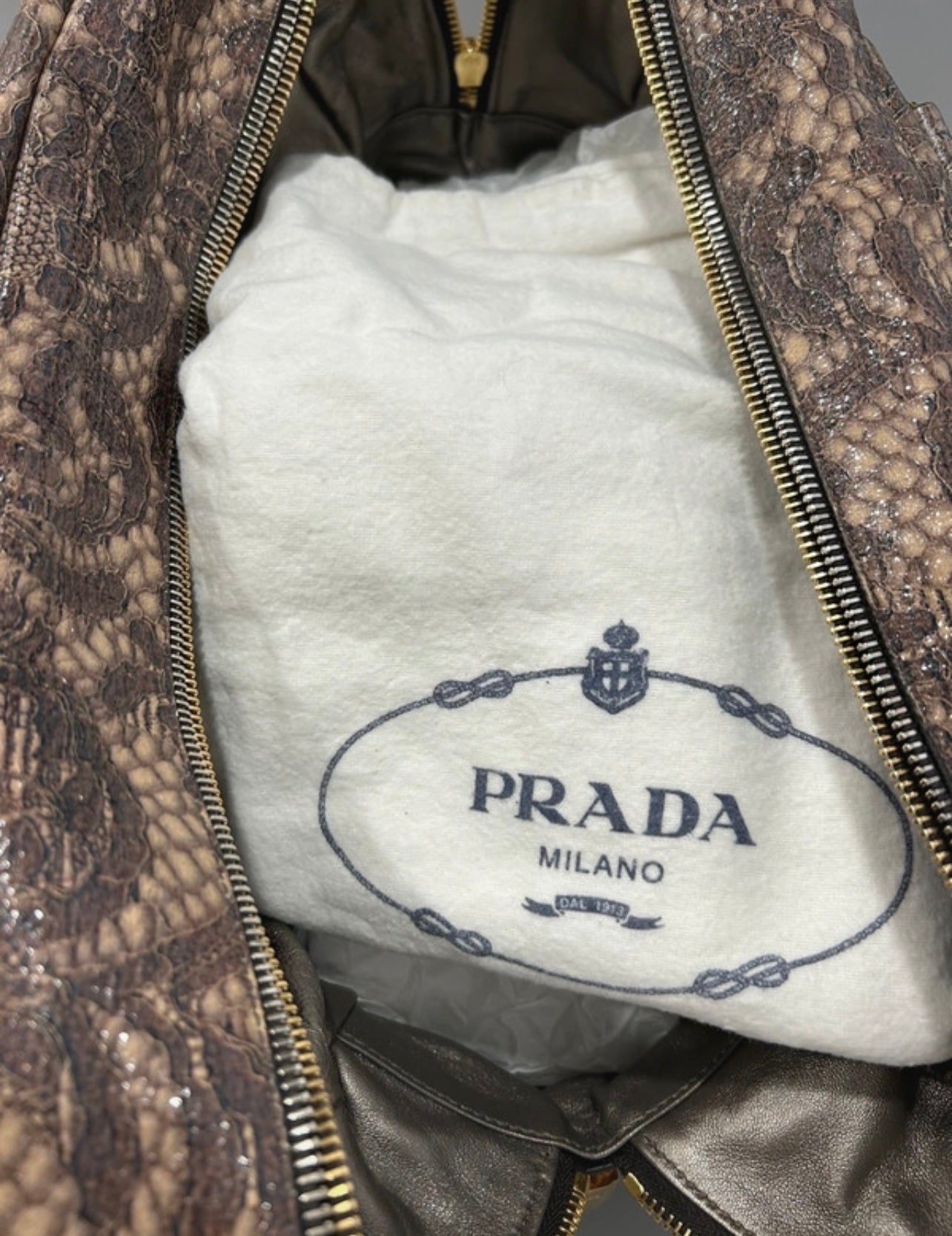 Prada hand bag lace print