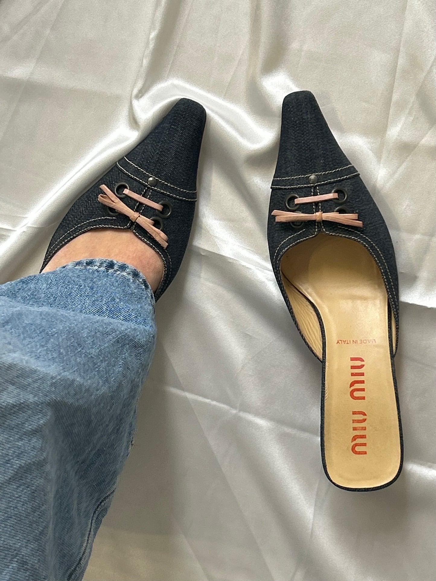 MiuMiu denim kitten heels 39EU