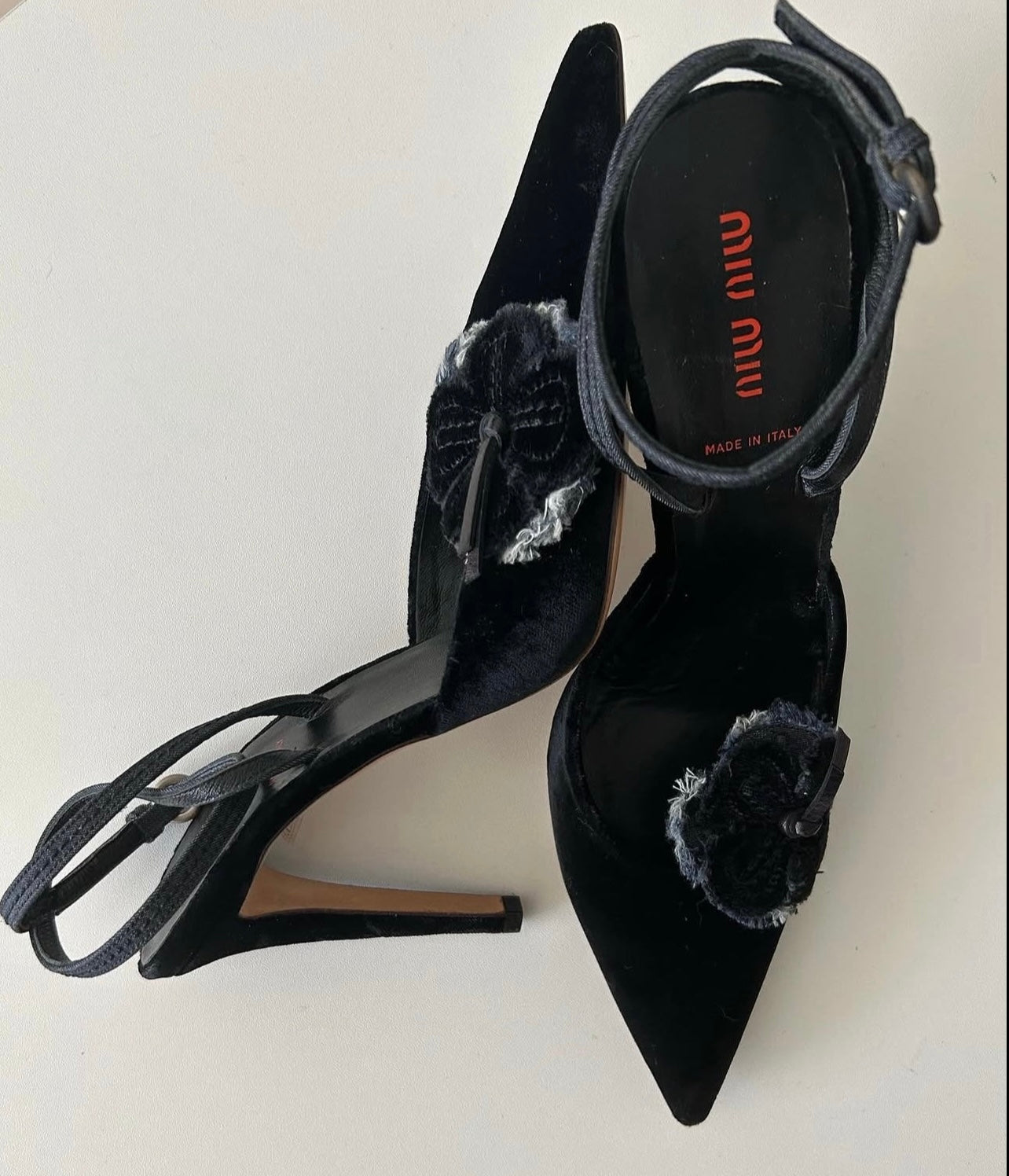 MiuMiu Velvet ankle strap heels EU38.5