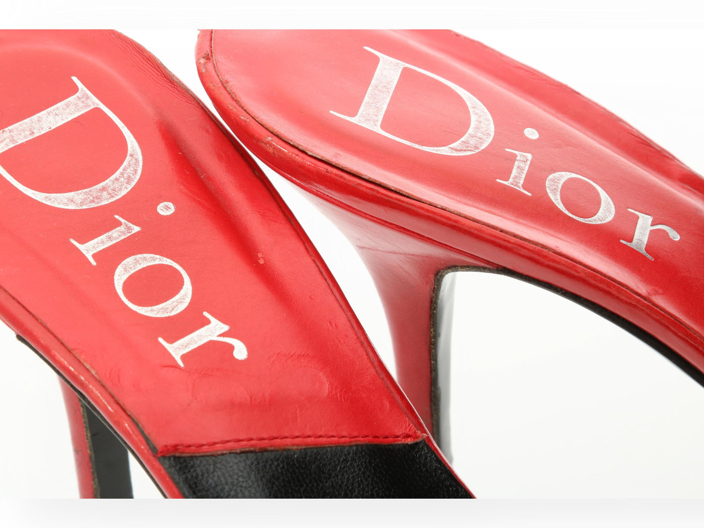 dior pre loved black ribbon mules