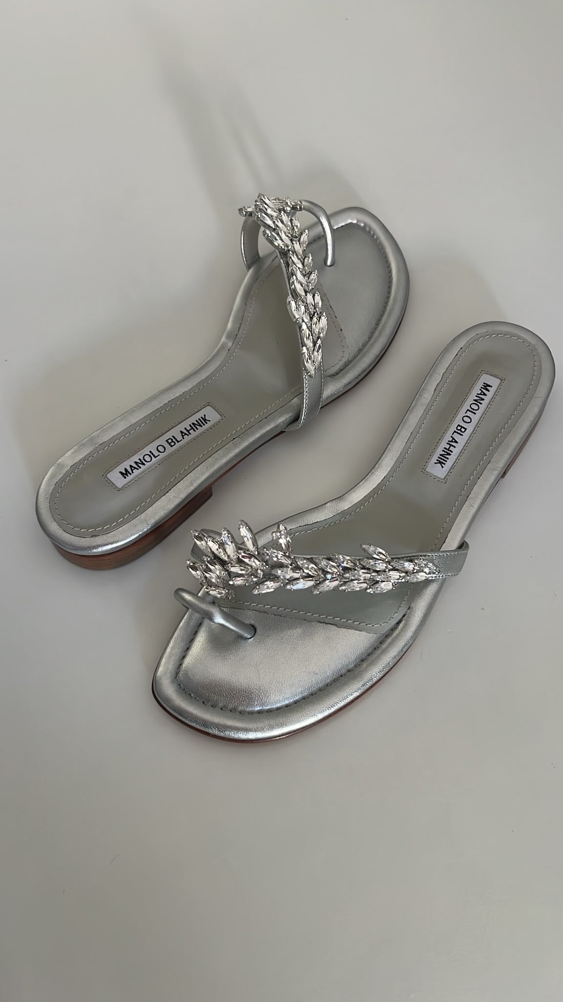 Manolo Blahnik silver crystal sandals EU39