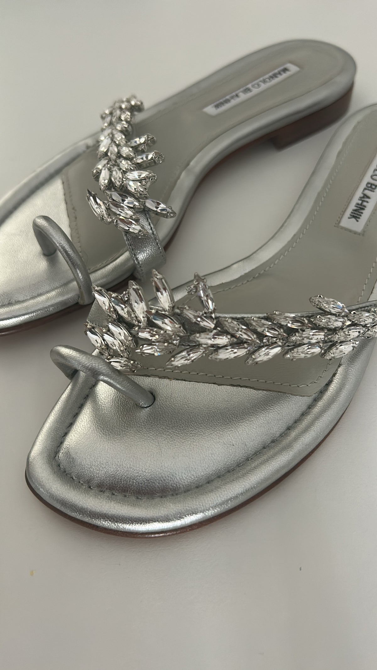 Manolo Blahnik silver crystal sandals EU39