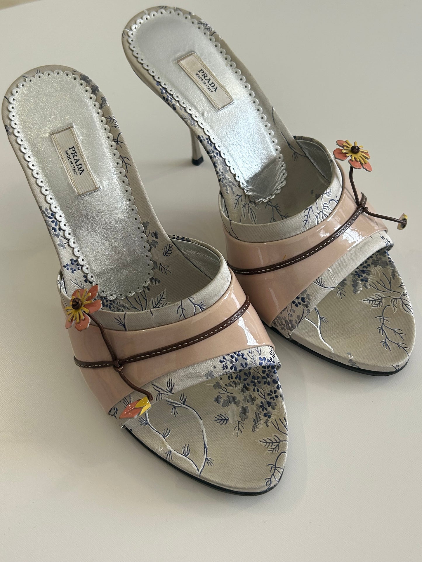Prada oriental flower mules 38.5EU