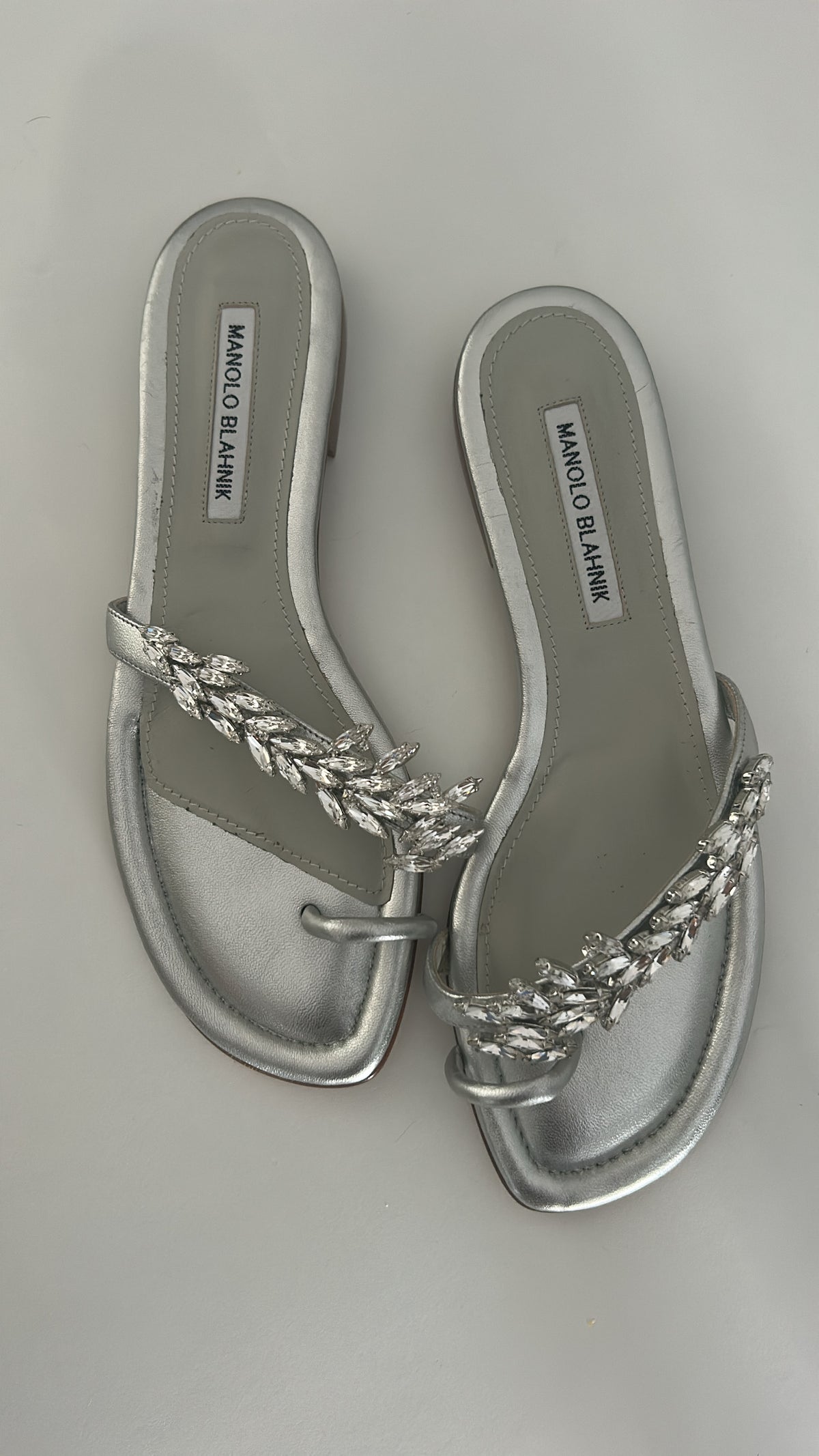 Manolo Blahnik silver crystal sandals EU39