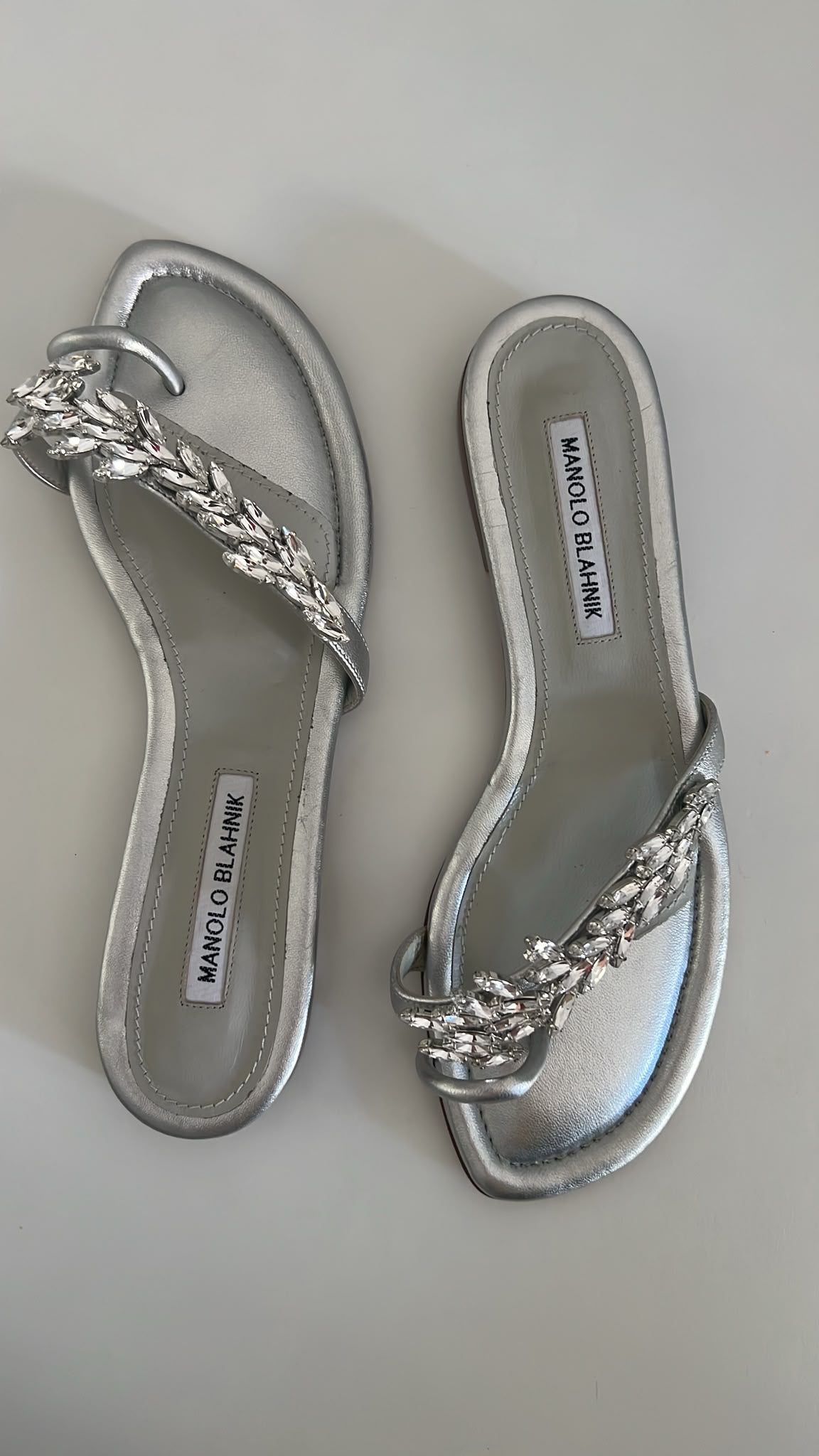 Manolo Blahnik silver crystal sandals EU39
