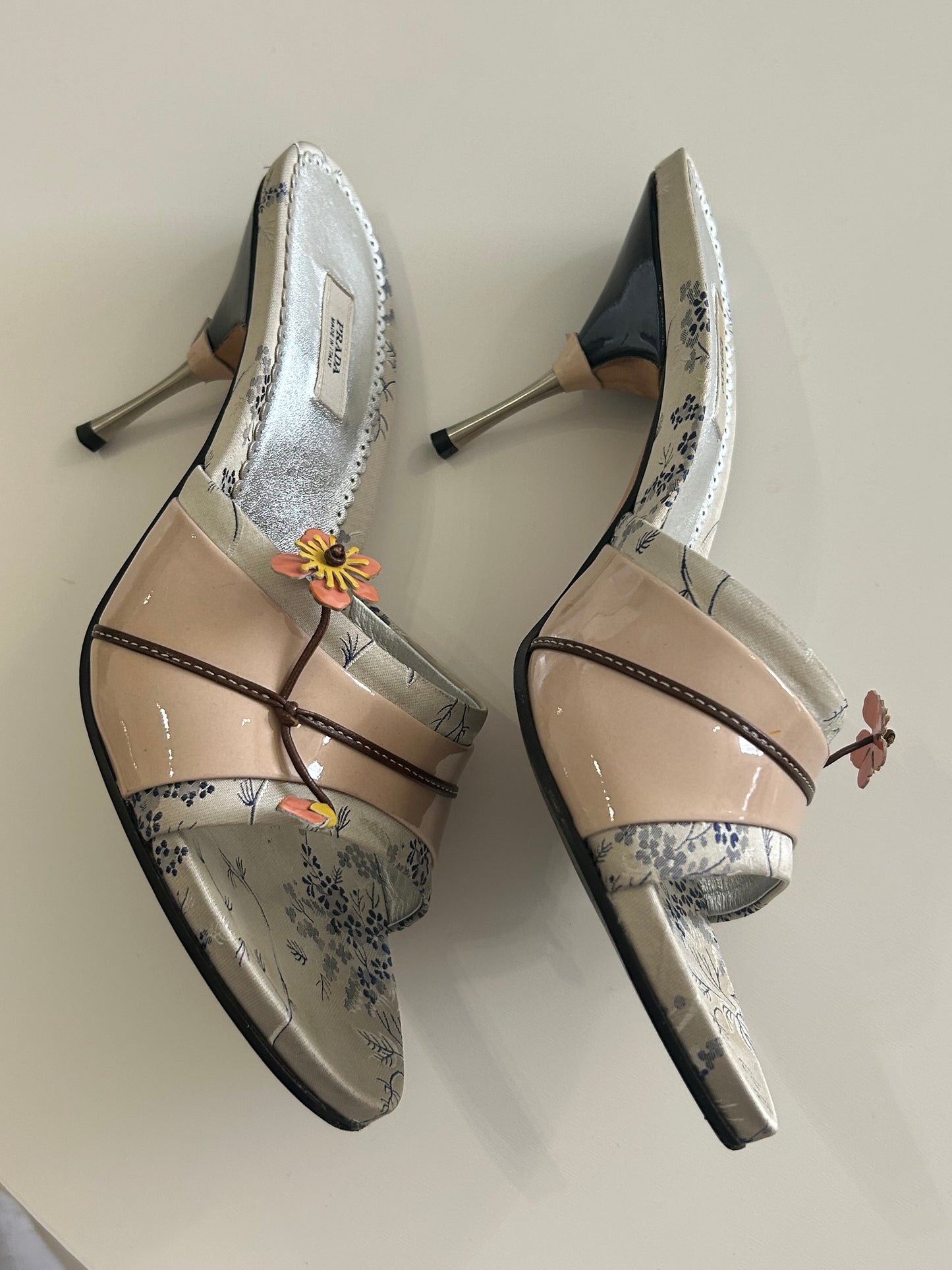 Prada oriental flower mules 38.5EU