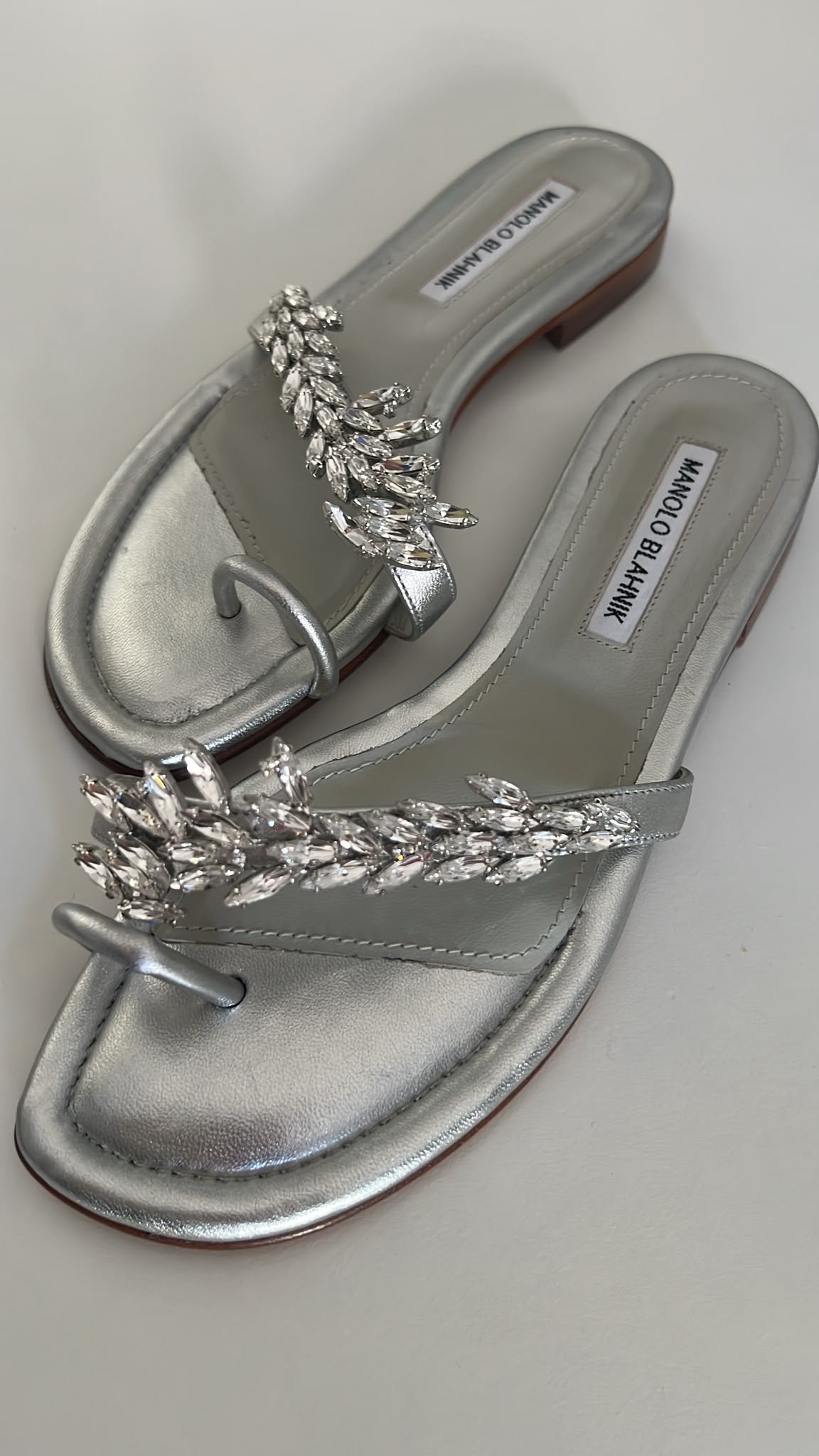 Manolo Blahnik silver crystal sandals EU39