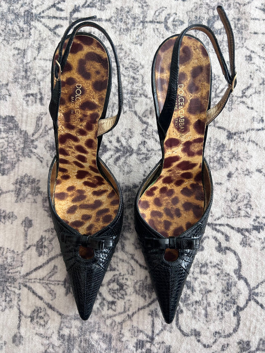 D&G black phyton slingback EU40.5