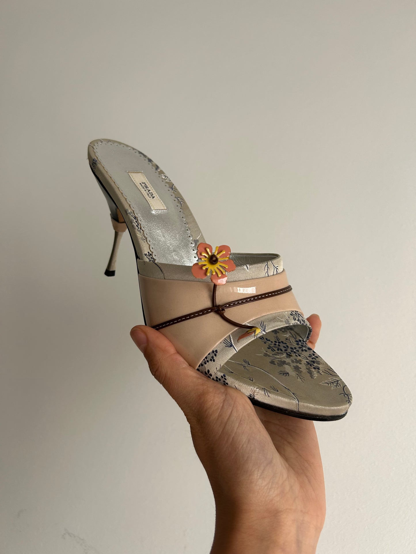 Prada oriental flower mules 38.5EU