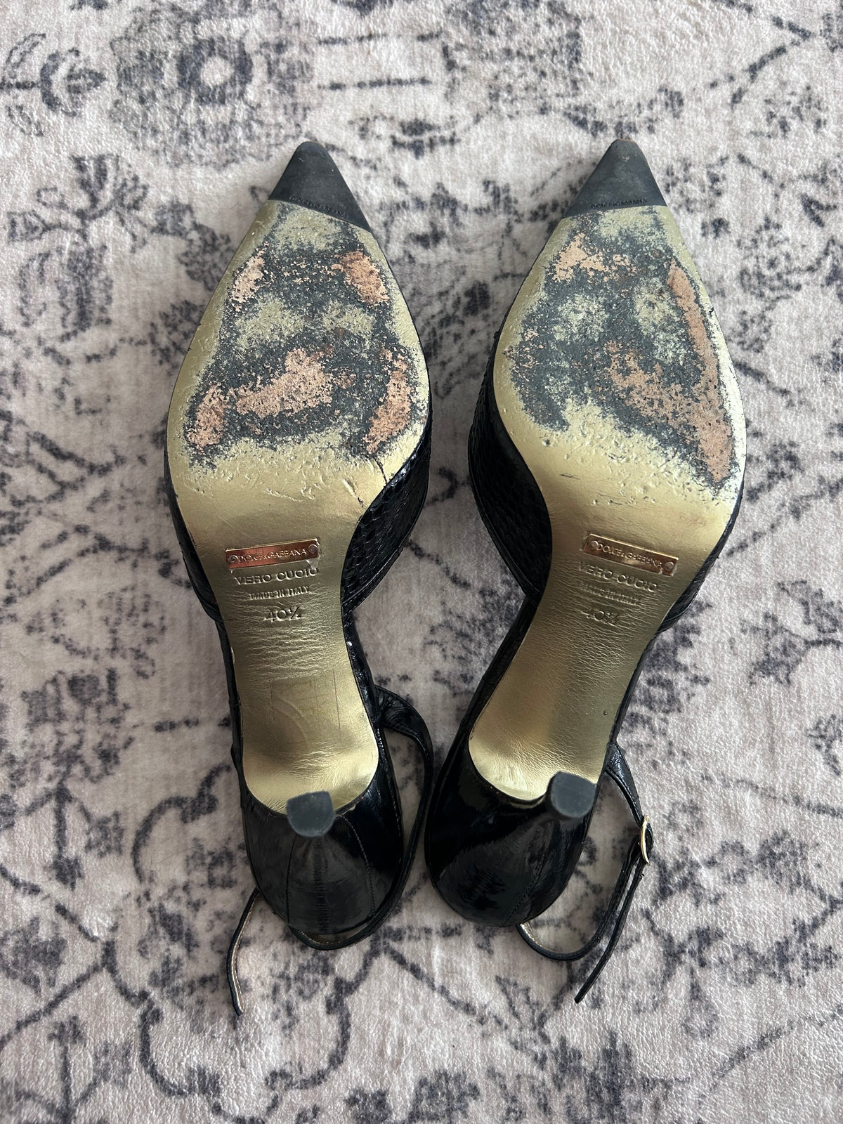 D&G black phyton slingback EU40.5