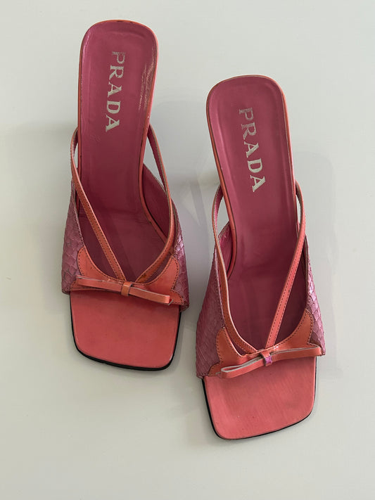 Prada snakeskin mules 39.5EU