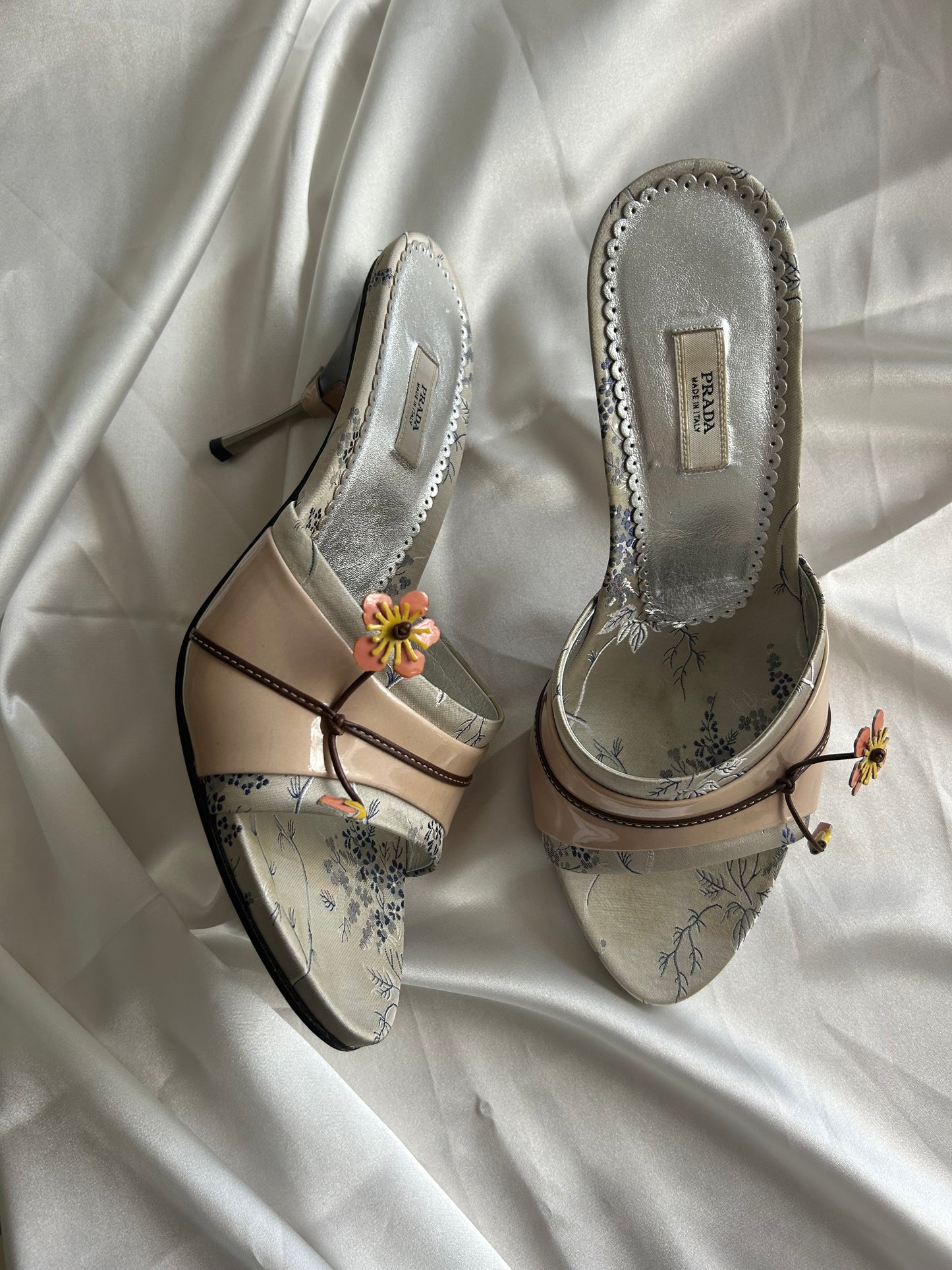 Prada oriental flower mules 38.5EU