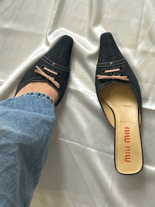 MiuMiu denim kitten heels 39EU